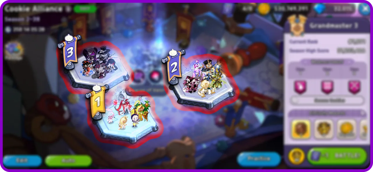 The lobby showing all three Cookie Alliance team slots