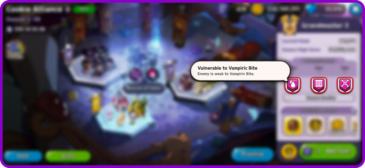 A campaign lobby with the wave's three Weakness Debuff icons highlighted