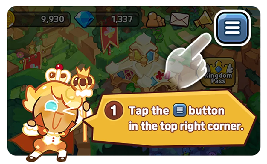 Open Cookie Run Kingdom settings to begin finding your account information.